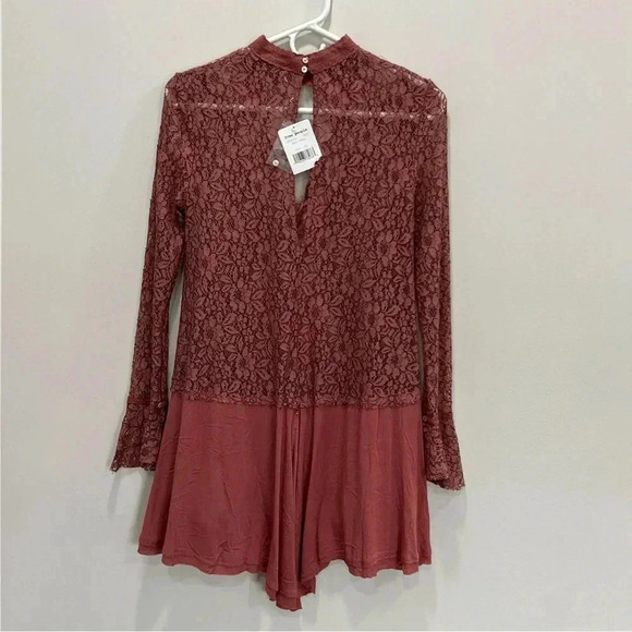 Free People Tell Tale Dusty Mauve Lace Tunic Dress, size Xs - Picture 5 of 8